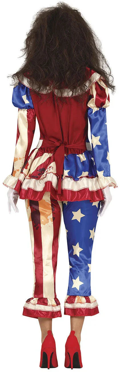 Disfraz de Payasa Patriota Asesina para Mujer Payasos Asesinos Guirca